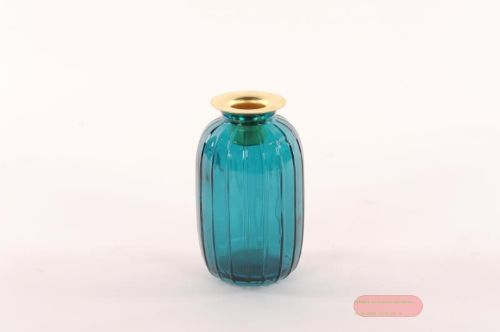 Bild von Glasvase, Kerzen-Halter Ø7x H12cm, teal