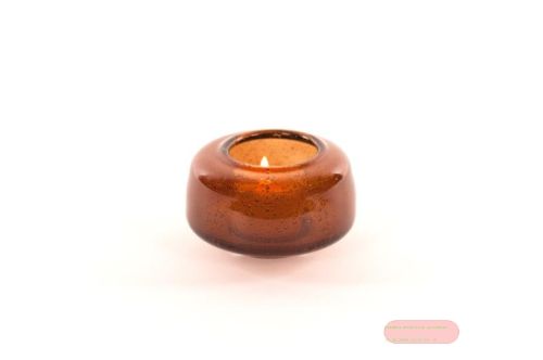 Bild von Teelichthalter Glas Blown Ø8.6x H5.5cm, brown