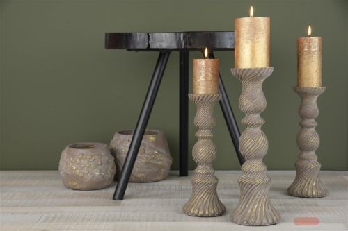 Bild von Kerzenhalter, Keramik Ø12x H33cm, browngold