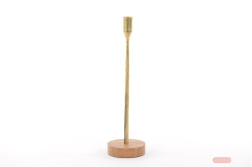 Bild von Kerzenständer, mit Holzfuss Ø10x H36cm, gold
