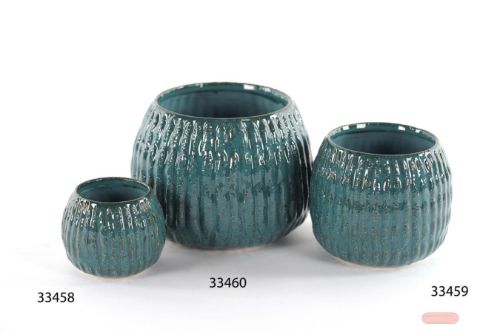 Bild von Blumentopf, Tire Track Keramik Ø9.5x H7cm, petrol