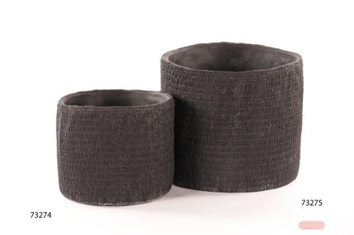 Bild von Blumentopf, Tissée - Zement Ø21x 17.5cm, schwarz
