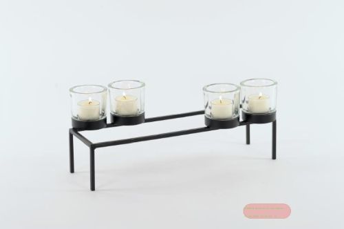 Bild von Glashalter 4x, L35x12.5x H14cm - Ständer, black