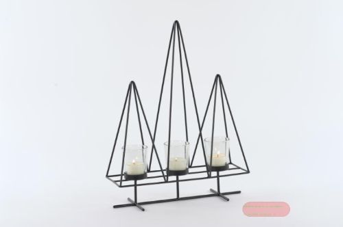 Bild von Glashalter 3x, L30x 10x H0cm - Baumrahmen, black