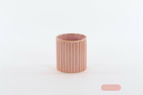 Bild von Blumentopf, Rayure Ø10.5x H11cm, rose