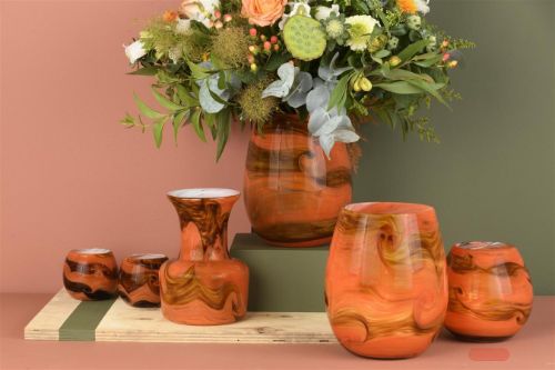 Bild von Glasvase, Groovy Ø9.5x H8cm, terra