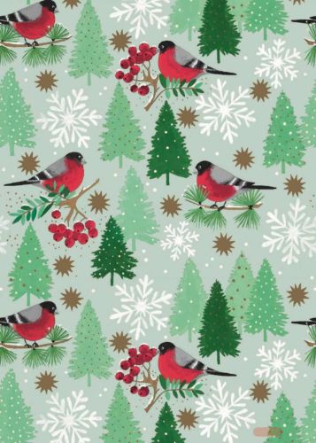 Bild von Bogen 70x 100cm, Obersdorf Vögel, grün/rot