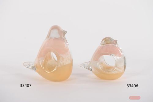 Bild von Vogel, Glas L10.5x 4.5x H10.5cm, rose