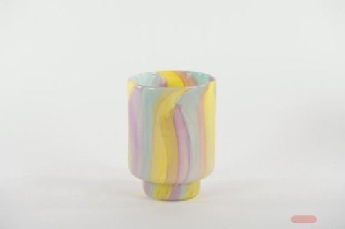 Bild von Glasvase, Hippie Ø15.5x H20.5cm, gelb/blau