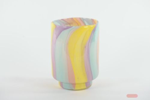 Bild von Glasvase, Hippie Ø18x H26cm, gelb/blau