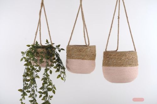 Bild von Rundkorb, Sweetgrass Set/3 - Ø20x H21/70cm, rosy