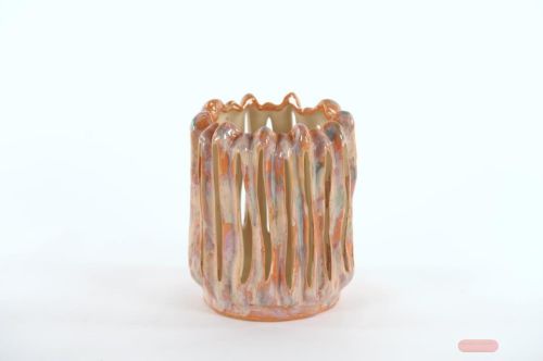 Bild von Windlicht, Ribcage Keramik Ø19x H22.5cm, peinture pastel