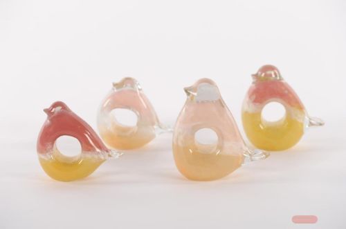 Bild von Vogel, Glas L10.5x 4.5x H10.5cm, rot