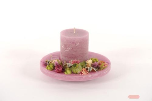 Bild von Flowers & Candle, Ø24x H12cm, orchid mauve