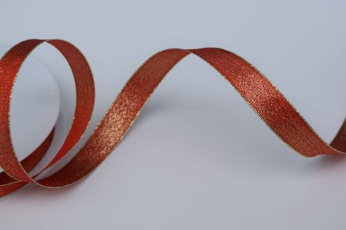 Bild von Band 25m/ 15mm, Uni mit Lurex & Drahtkante, rot