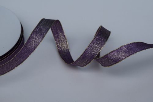 Bild von Band 25m/ 15mm, Uni mit Lurex & Drahtkante, lila