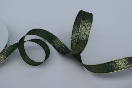 Bild von Band 25m/ 15mm, Uni mit Lurex & Drahtkante, grün