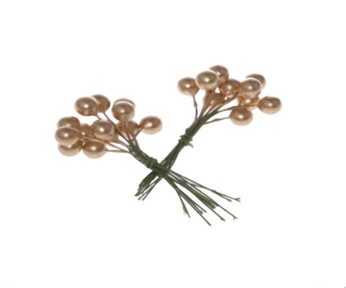 Bild von Beerenpick, Ø1cm am Draht 7cm - VE 3x 24 Stk, gold