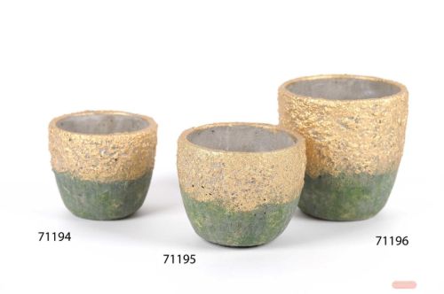 Bild von Blumentopf, Gildet Zement Ø14x 12.5cm, green