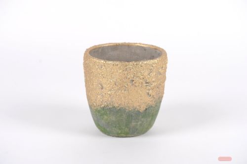 Bild von Blumentopf, Gildet Zement Ø17x 17.5cm, green