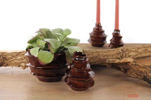 Bild von Blumentopf, Spiral Keramik Ø19.8x 14.5cm, burgundy