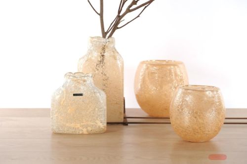 Bild von Glasvase, Schiuma di mare - Ø19x H18.5cm, gold