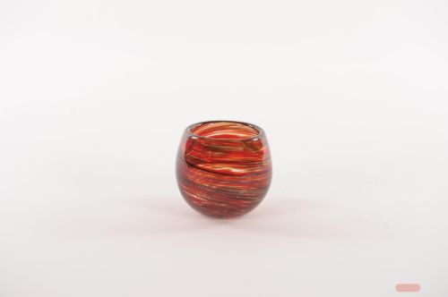 Bild von Glasvase, Remolino - Ø10x H9cm, rot/gold