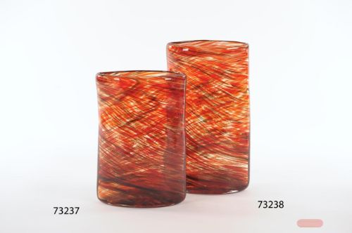 Bild von Glasvase, Remolino - L16.5x 10x H30.5cm, rot/gold