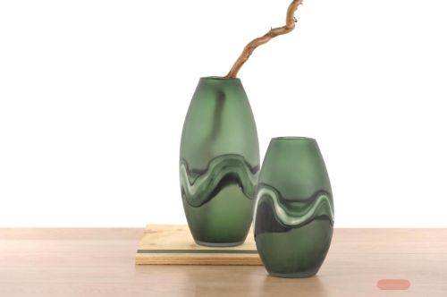 Bild von Glasvase, Marble lin - Ø18.5x H31.5cm, matt forest green