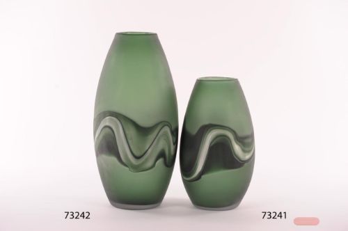 Bild von Glasvase, Marble lin - Ø21x H42cm, matt forest green
