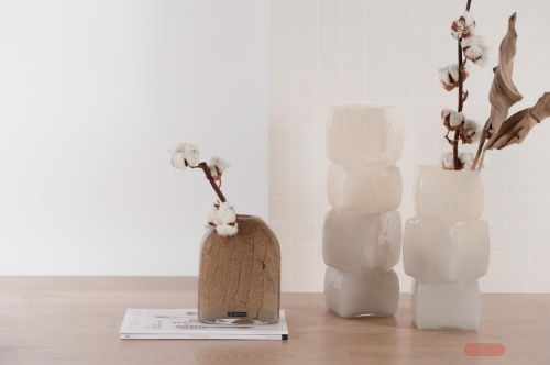 Bild von Glasvase, Cubo - L16x 16x 30cm, white/grey*