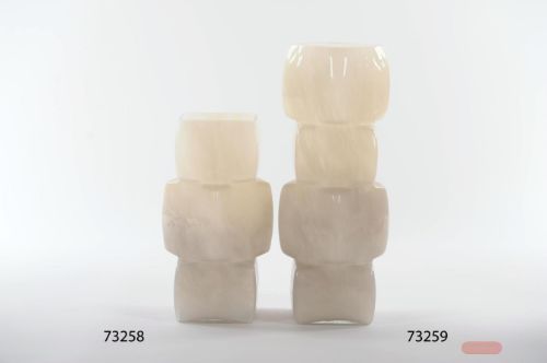 Bild von Glasvase, Cubo - L16x 16x 41cm, white/grey*