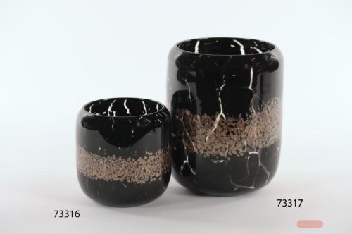Bild von Glasvase, Nightsparkle - Ø14.5x H13.5cm, black