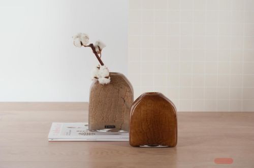 Bild von Glasvase, Dusky - Ø8x H7.5cm, braungold