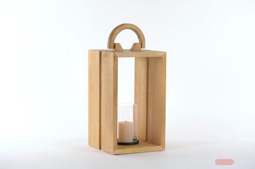 Bild von Laterne, Holz offen L23x 23x H39cm, braun