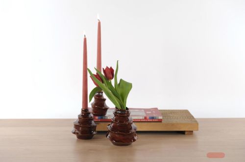 Bild von Kerzenhalter, Spiral Stone Ø10.4x 11.8cm, burgundy