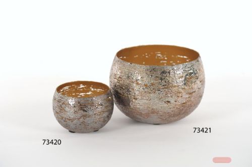 Bild von Windlicht, Silverflake Metall - Ø10x 7cm, silber