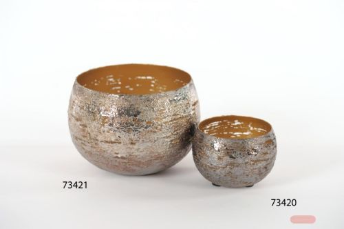 Bild von Windlicht, Silverflake Metall - Ø17x 11cm, silber