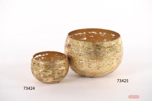 Bild von Windlicht, Goldflake Metall - Ø17x 11cm, old gold