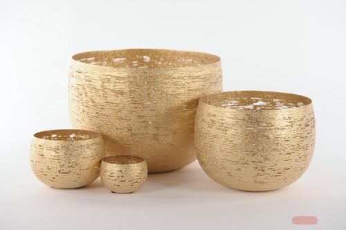 Bild von Windlicht, Goldleather Metall - Set/4, gold