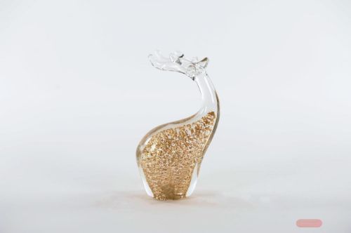 Bild von Hirsch, Glas - L11x 6x H19cm, gold glitter
