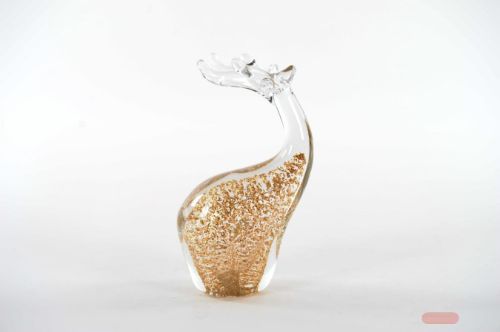 Bild von Hirsch, Glas, L11x 6x H21cm, gold glitter
