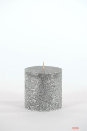 Bild von Metallic Zylinderkerze,   5cm x Ø50mm, black silve