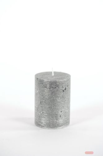 Bild von Metallic Zylinderkerze,   8cm x Ø60mm, black silve