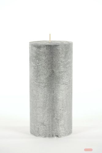 Bild von Metallic Zylinderkerze, 19cm x Ø90mm, black silver