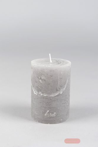 Bild von Rustic Zylinderkerze, 19cm x Ø90mm, hellgrau