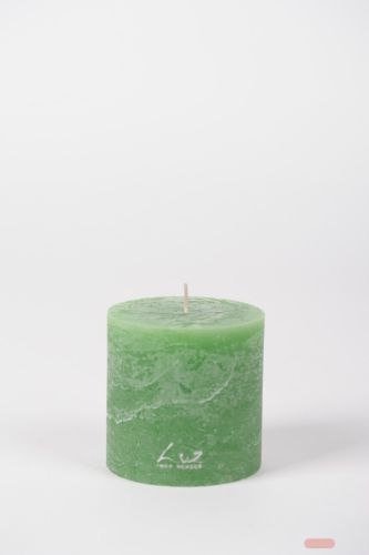 Bild von Rustic Zylinderkerze, 19cm x Ø90mm, kleeblattgrün