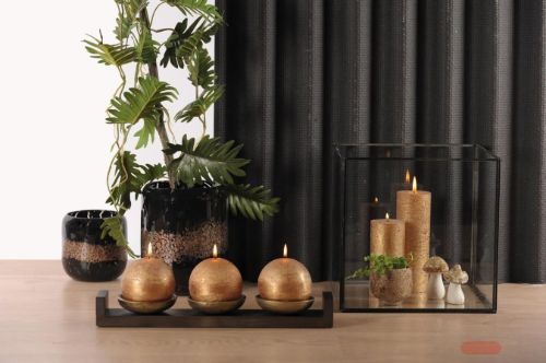 Bild von Kerzenhalter, Holz - L43.5x 11x H5.5cm, darkwood