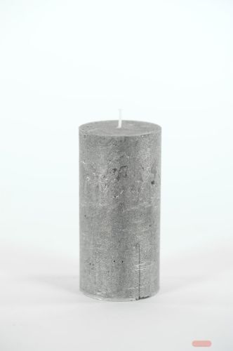 Bild von Metallic Zylinderkerze, 10cm x Ø50mm, black silber