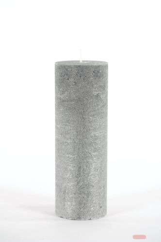 Bild von Metallic Zylinderkerze, 15cm x Ø50mm, black silver